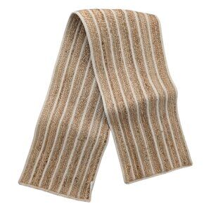 Large Jute Table Runner Brown Tan Cream Woven 80"x15" Heavyweight Farmhouse Chic